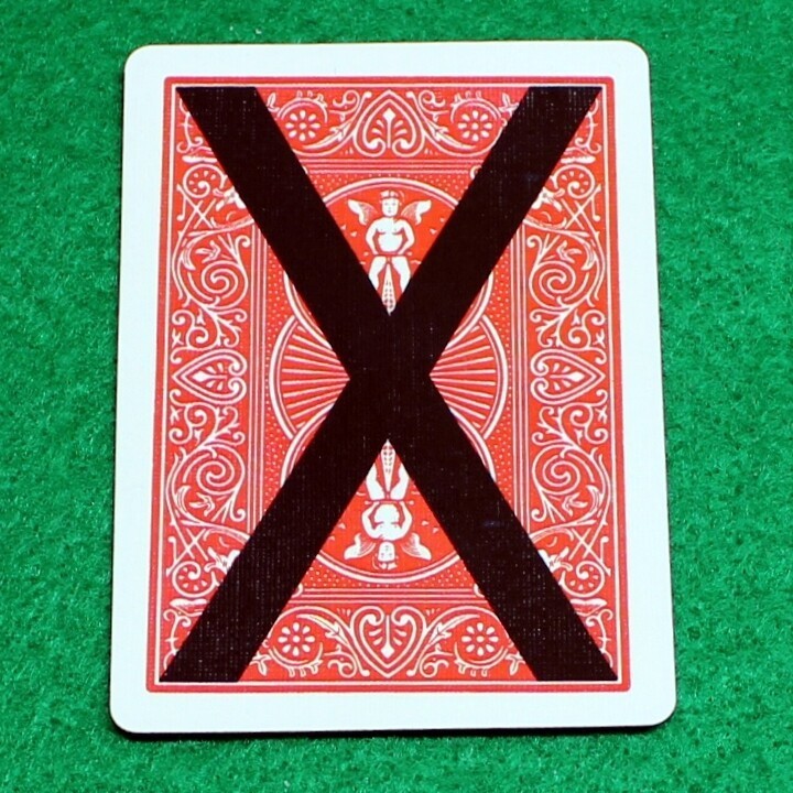 Red Back with and X, Bicycle Printed Gaff Card, Blue