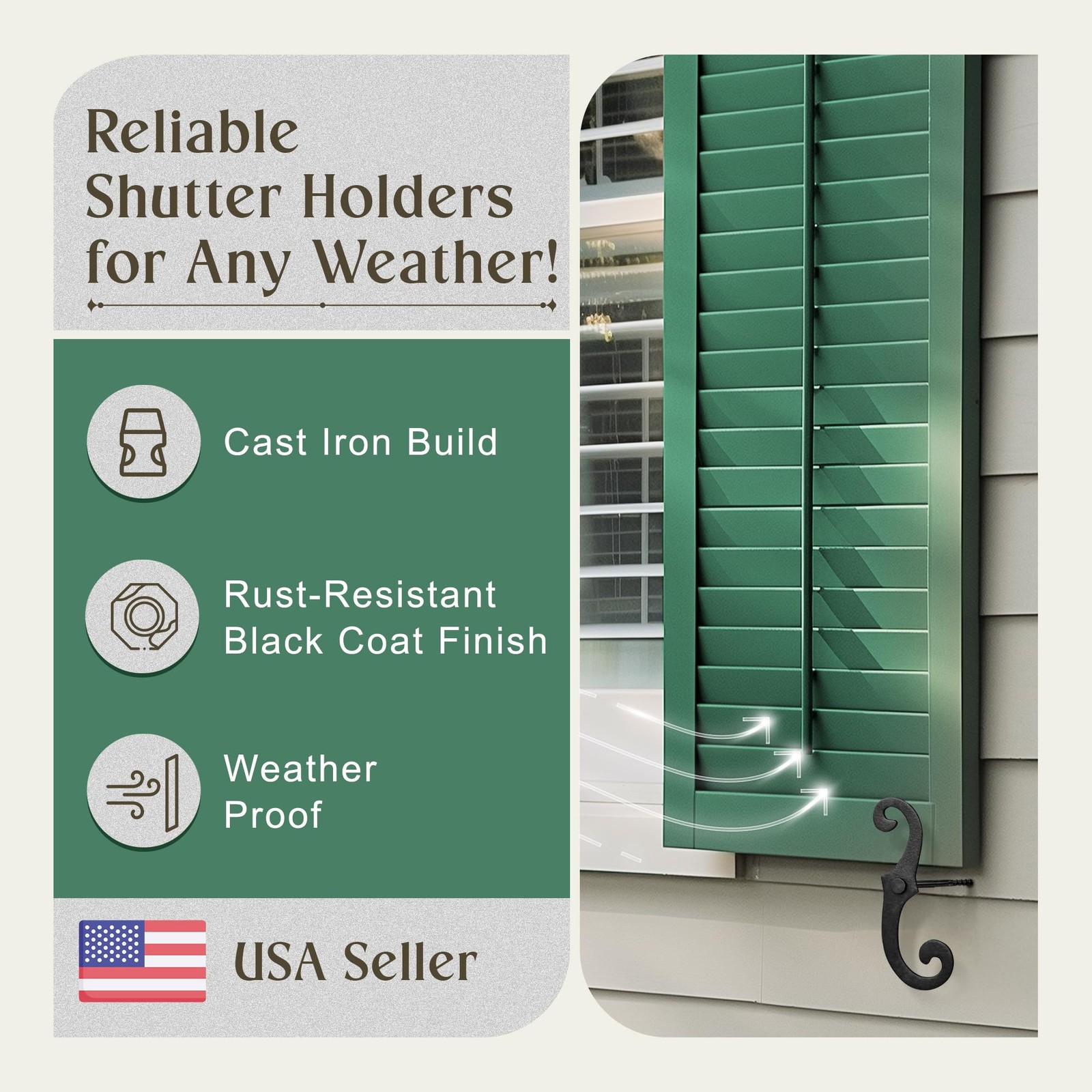 Renovators Supply Cast Iron Shutter Fasteners - Decorative S Style Shutter Do...