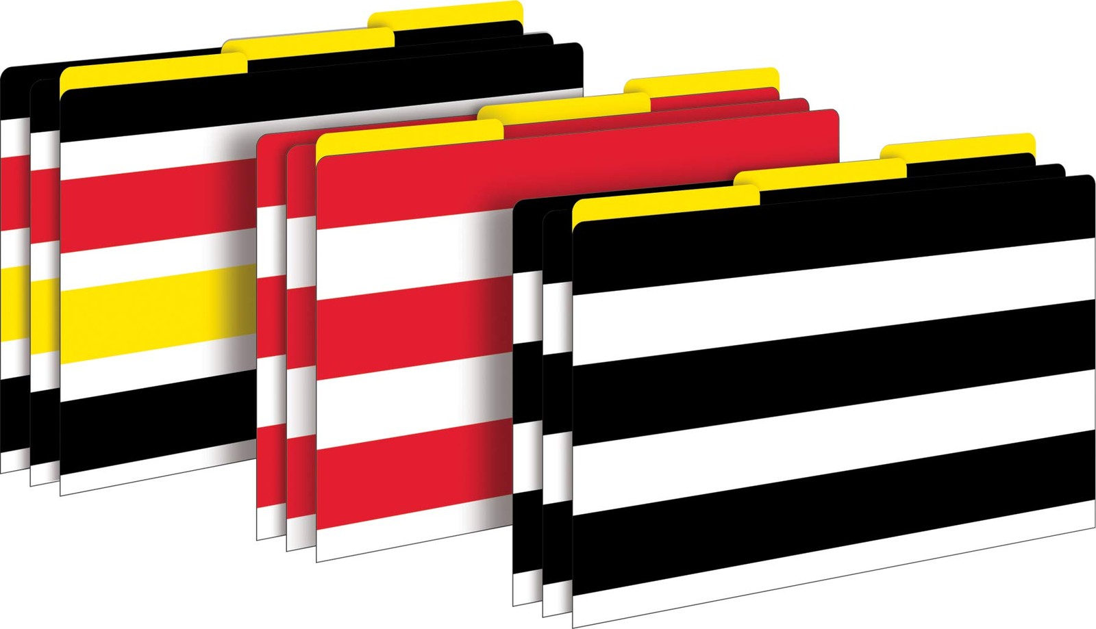 File Folders - Set of 9 Wide Stripes Legal Size Folders 12pt Stock Multi-Desi...