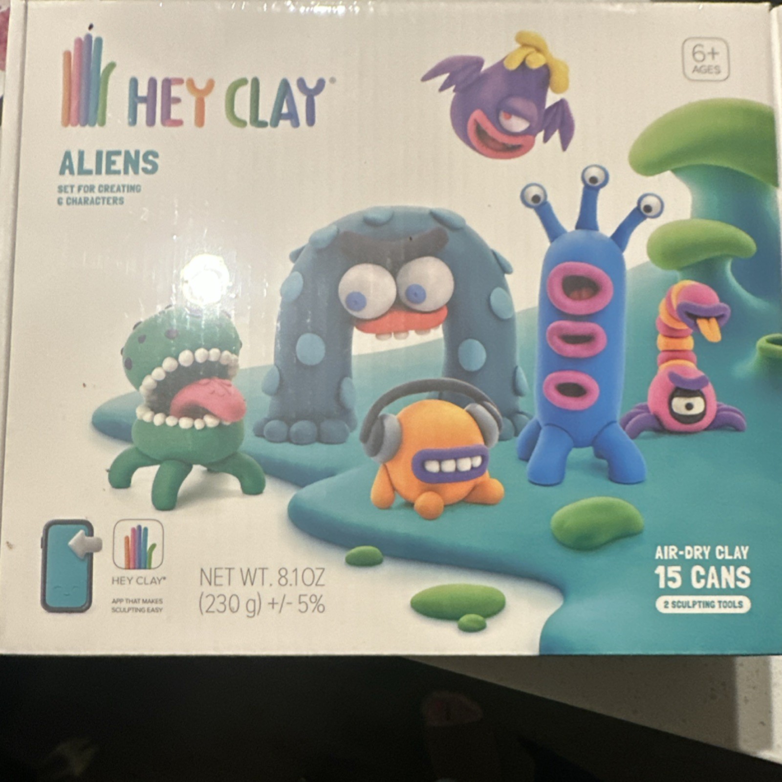 HEY CLAY Aliens Air-Dry Clay Set 15 Cans & Sculpting Tools