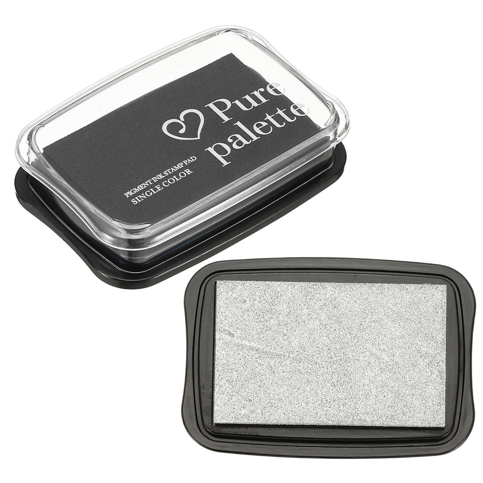 3"x2" Large Stamp Pad, 2Pcs Craft Ink Pad for Rubber Stamp, Silver/Black