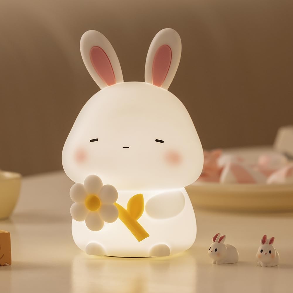 Bunny Night Light for Kids, 3 Level Dimmable Rabbit Nursery Nightlight, 1200m...