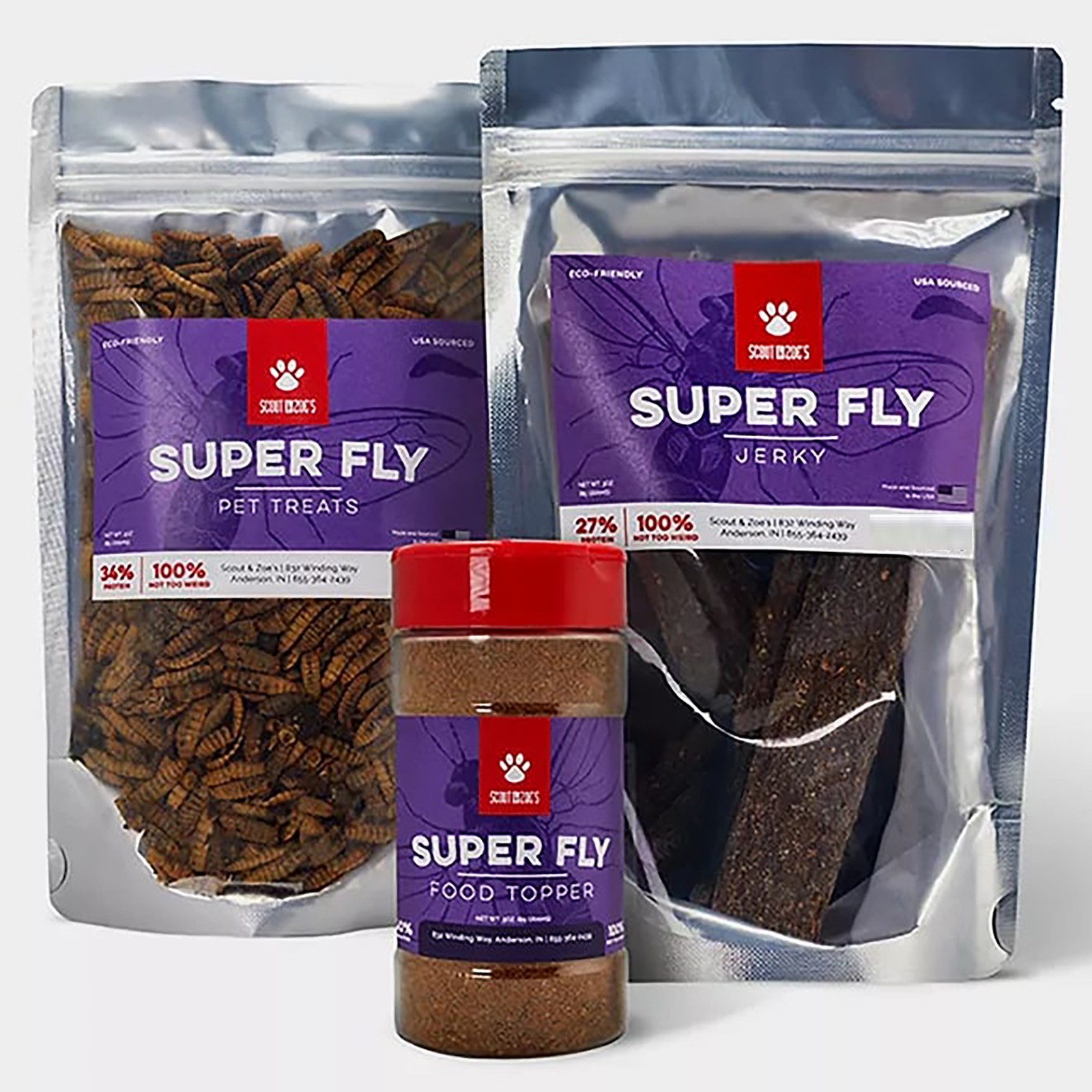 Scout & Zoe's: Super Fly Black Soldier, Swarm Trio, Dog Treat Variety Pack, 10oz