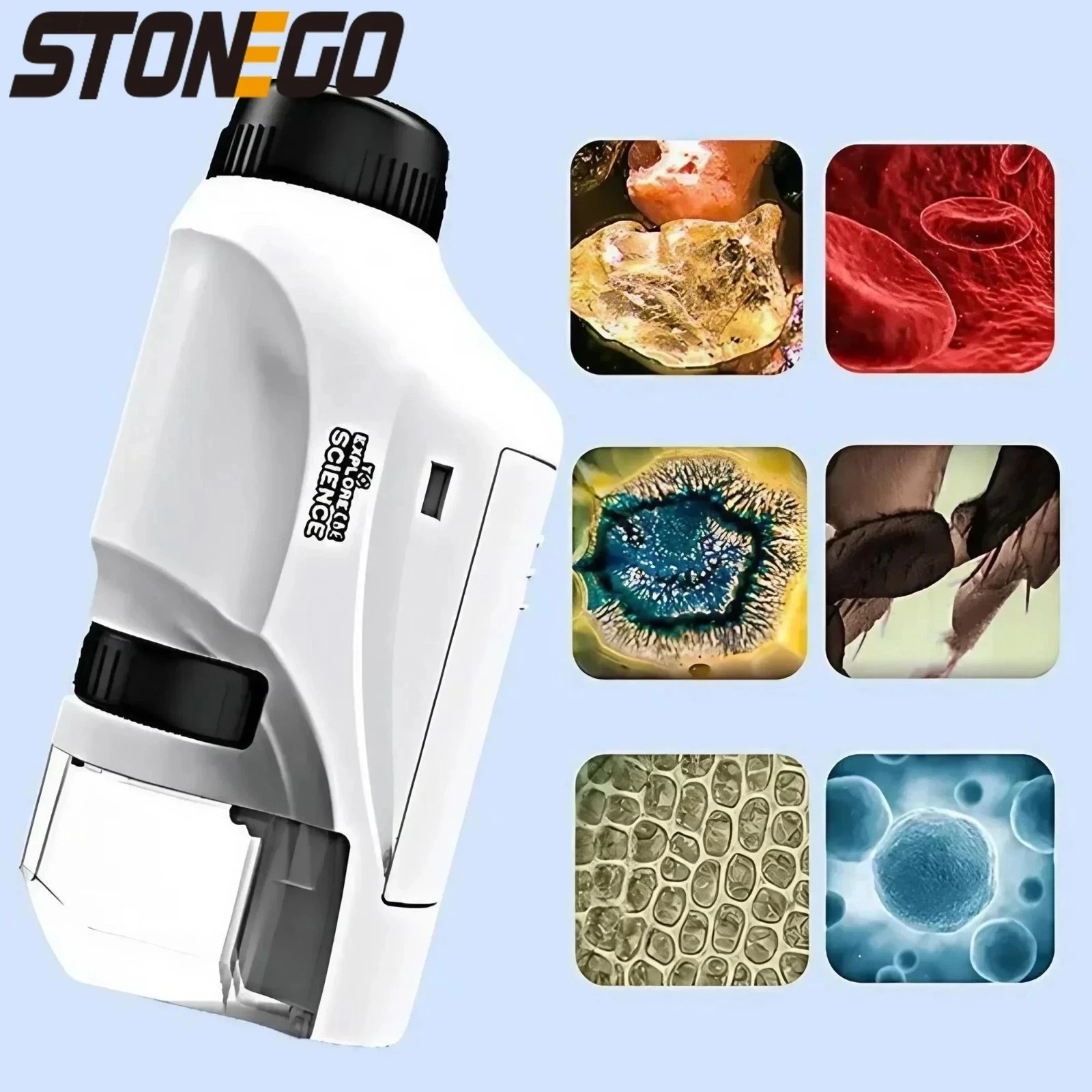 Handheld 60-100X Microscope Portable Science Tool for Students Field Research
