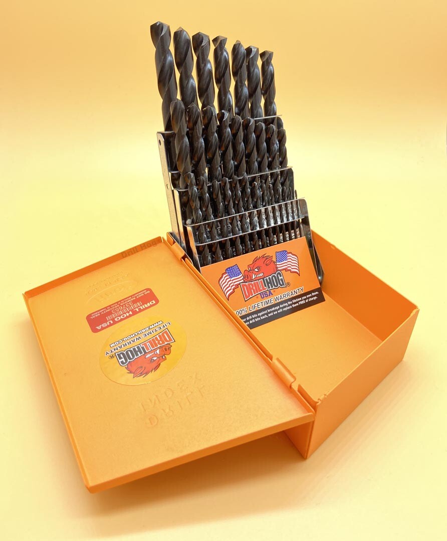 Drill Hog® 29 Pc Drill Bit Set 1/16"~1/2" Super Pig Steel M60 Lifetime Warranty