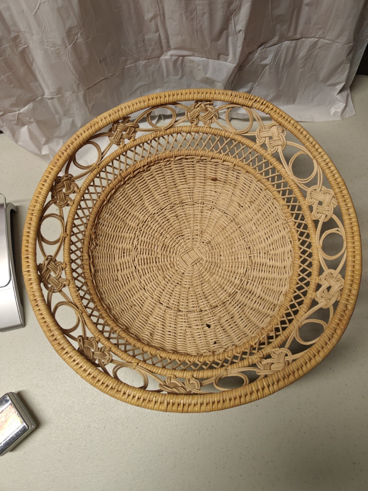 Hand Woven Fancy Design Basket Elevated Large