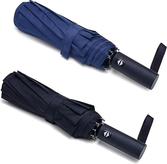 Pack 2 Paraguas Plegables Automáticos Antiviento Compactos para Viaje y Coche