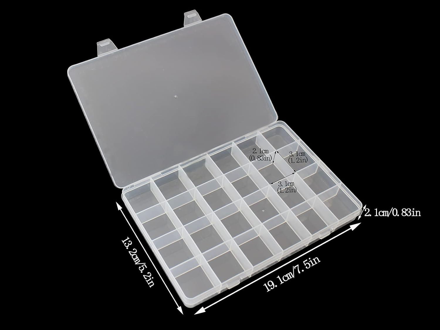 Bead Storage Containers (4pcs 24 Grids Box) Clear Plastic Bead Organizer Box ...