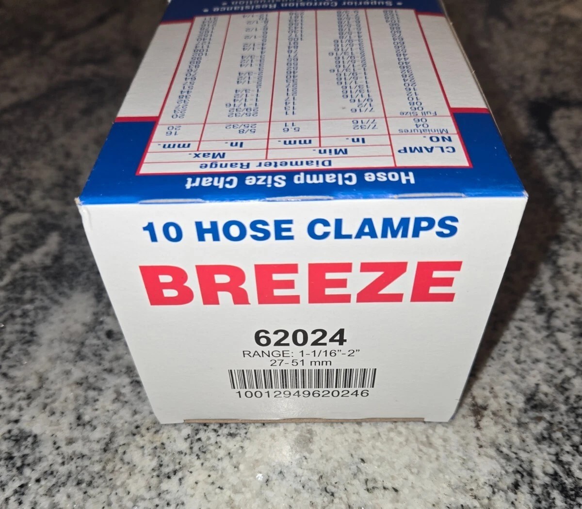 Box of 10 SAE #24 Stainless Steel 1-1/16 to 2" Worm Gear Hose Clamp 1/2 Band USA