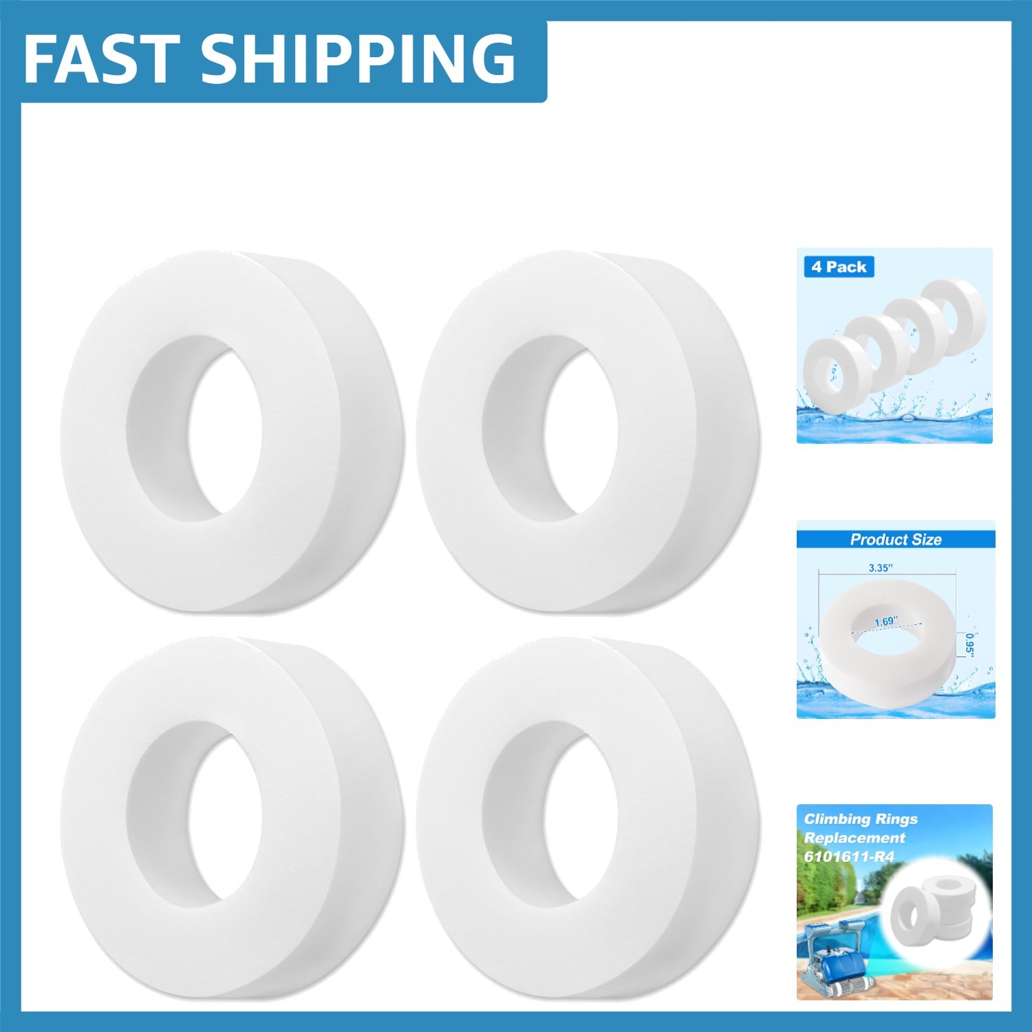 Replacement Climbing Rings for Maytronics Dolphin 6101611-R4 - 4 Pack