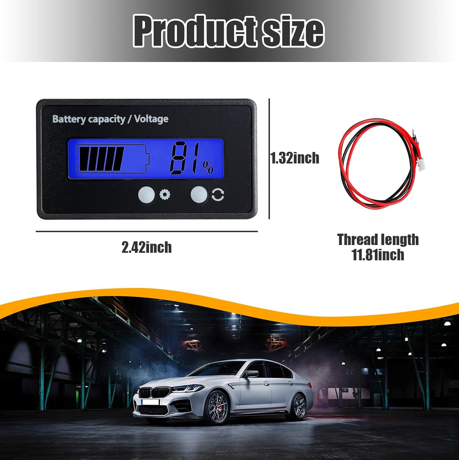 Golf Cart Battery Meter 12V-84V with LCD Display & Waterproof Design