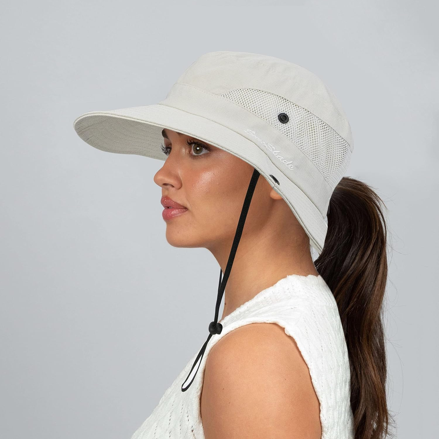Sun Hat for Women Summer UV Protection Beach Hat Wide Brim Mesh Bucket Fishing H