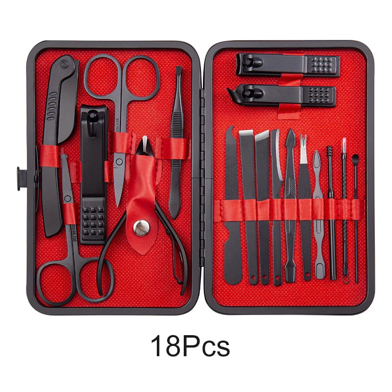 18-piece Stainless Steel Nail Clipper, Scissors, Tweezer, Spoon Care Kit