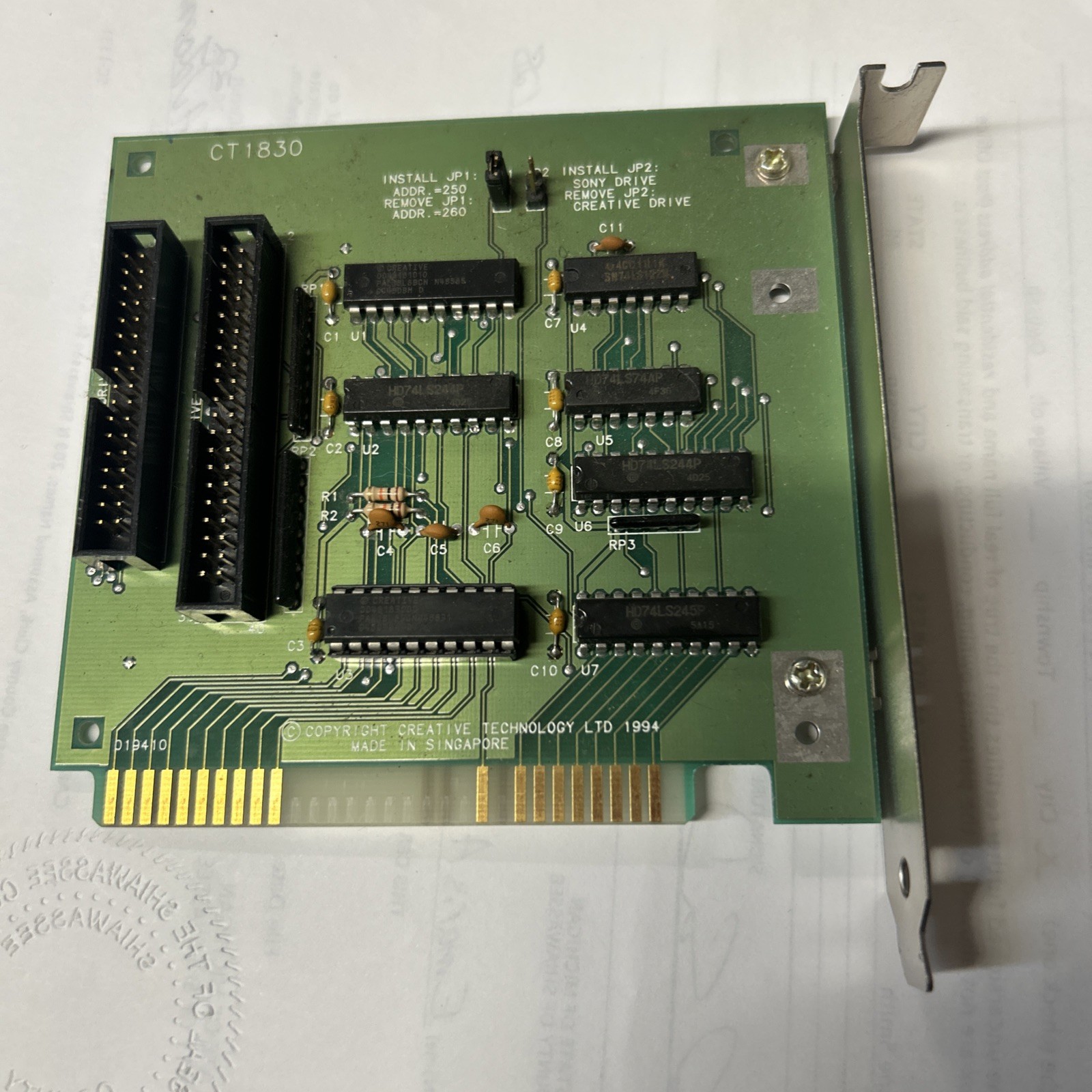 Creative Technology CT1830 ISA CD-ROM Controller Card 1994