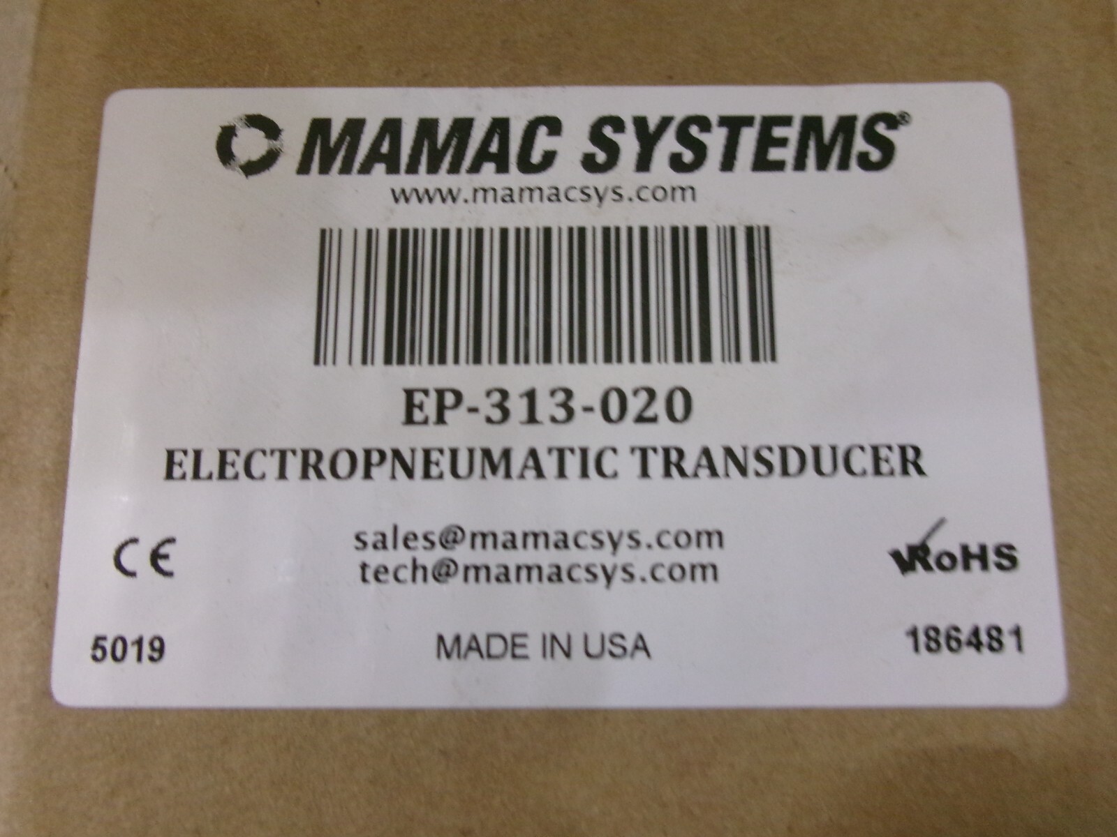 New Mamac Systems EP-313-020 Electropneumatic Transducer AK