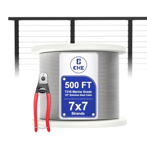 500FT/8" Stainless Steel Cable Wire Rope, T36 Stainless Steel Cable 500 Feet 1