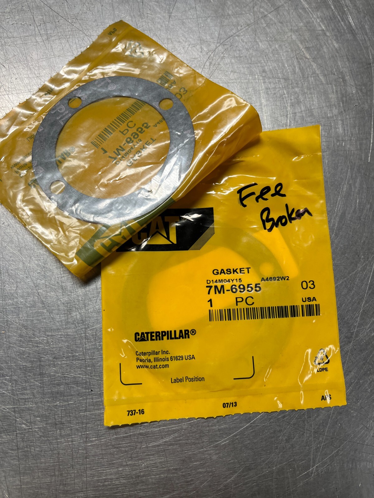 7M6955  Genuine OEM CAT  GASKET    CATERPILLAR  7M-6955   2nd Broken Gasket FREE