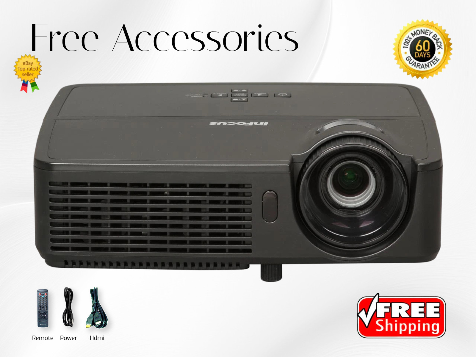 InFocus IN124 DLP Projector 3200 Lumens PC 3D Ready 2160p Operate 24/7 w/Bundle