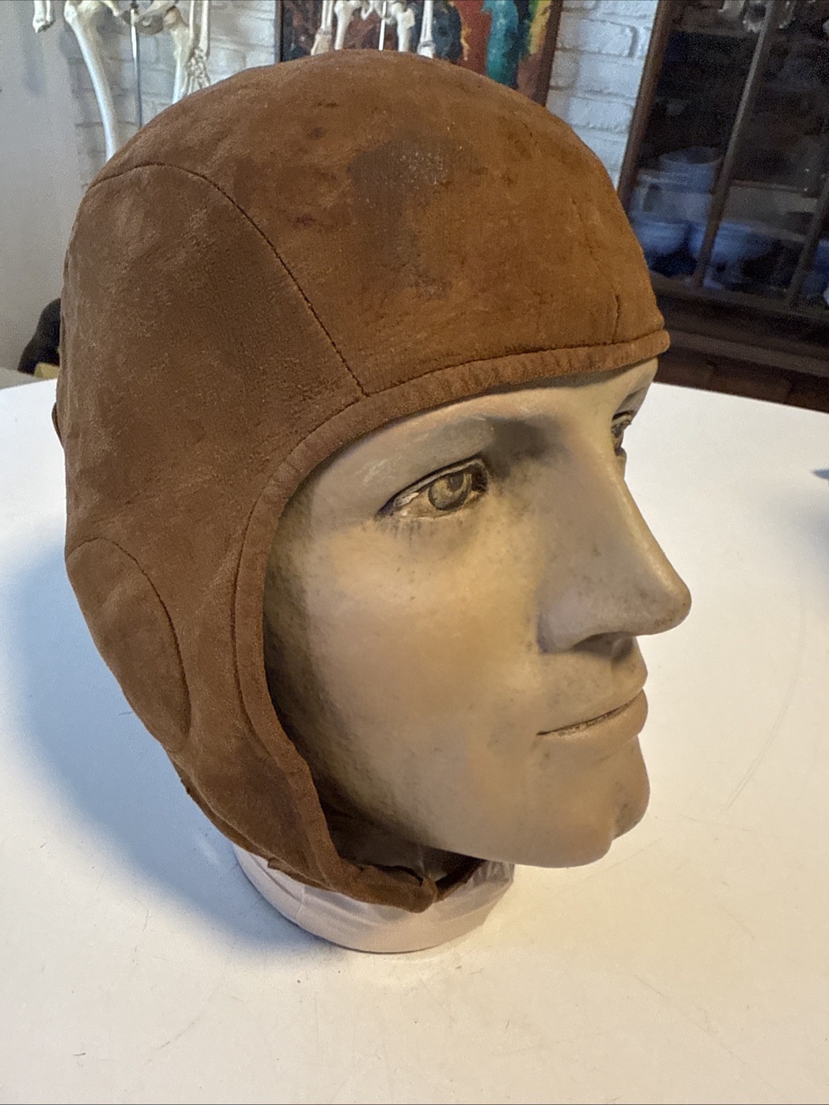 Vtg ww1 or Ww 2 leather aviator Helmet Garden city NY by Air Associates