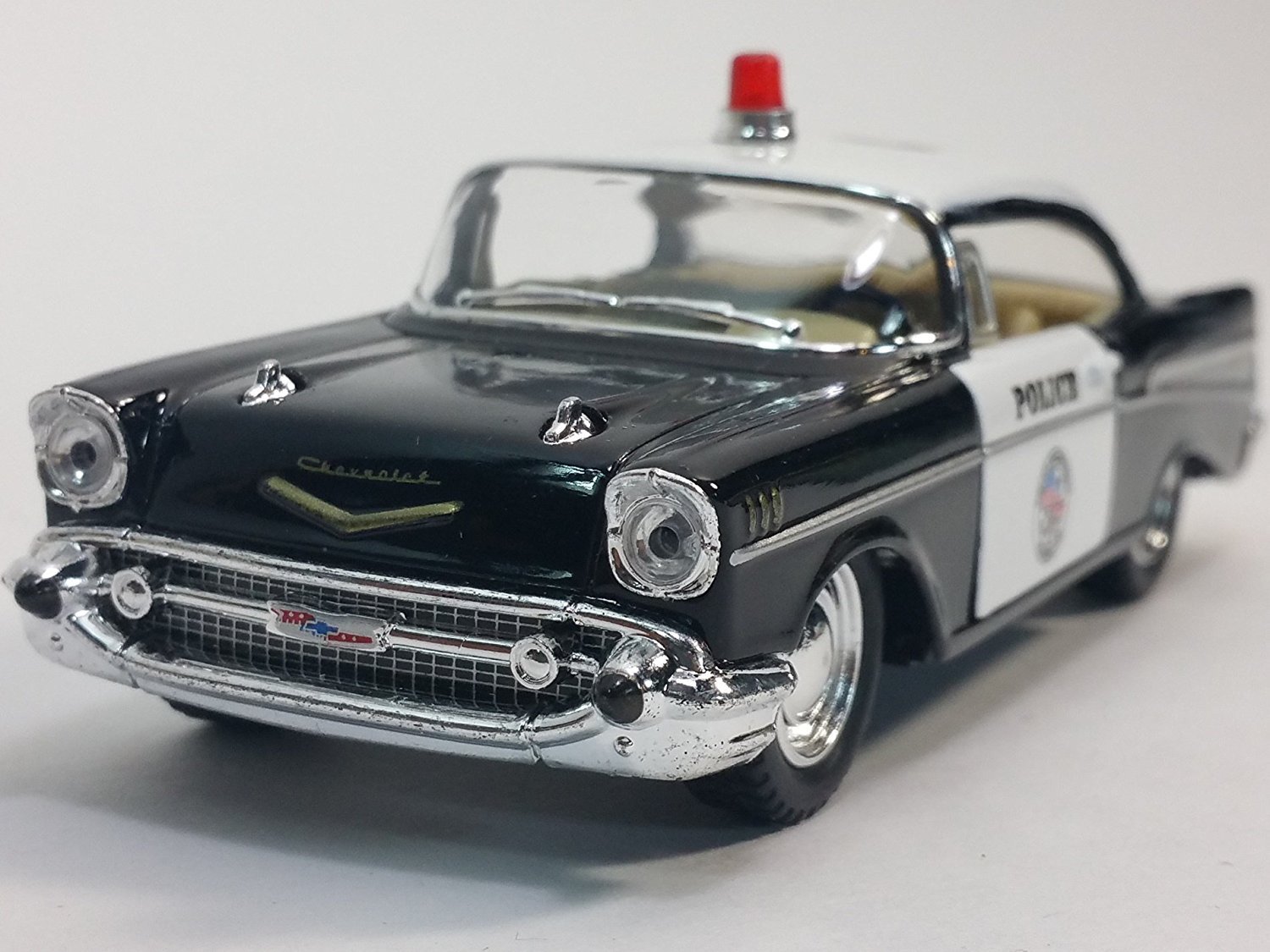 New 5" Kinsmart 1957 Chevrolet Bel Air Police Car 1:40 Chevy Cop Diecast Model