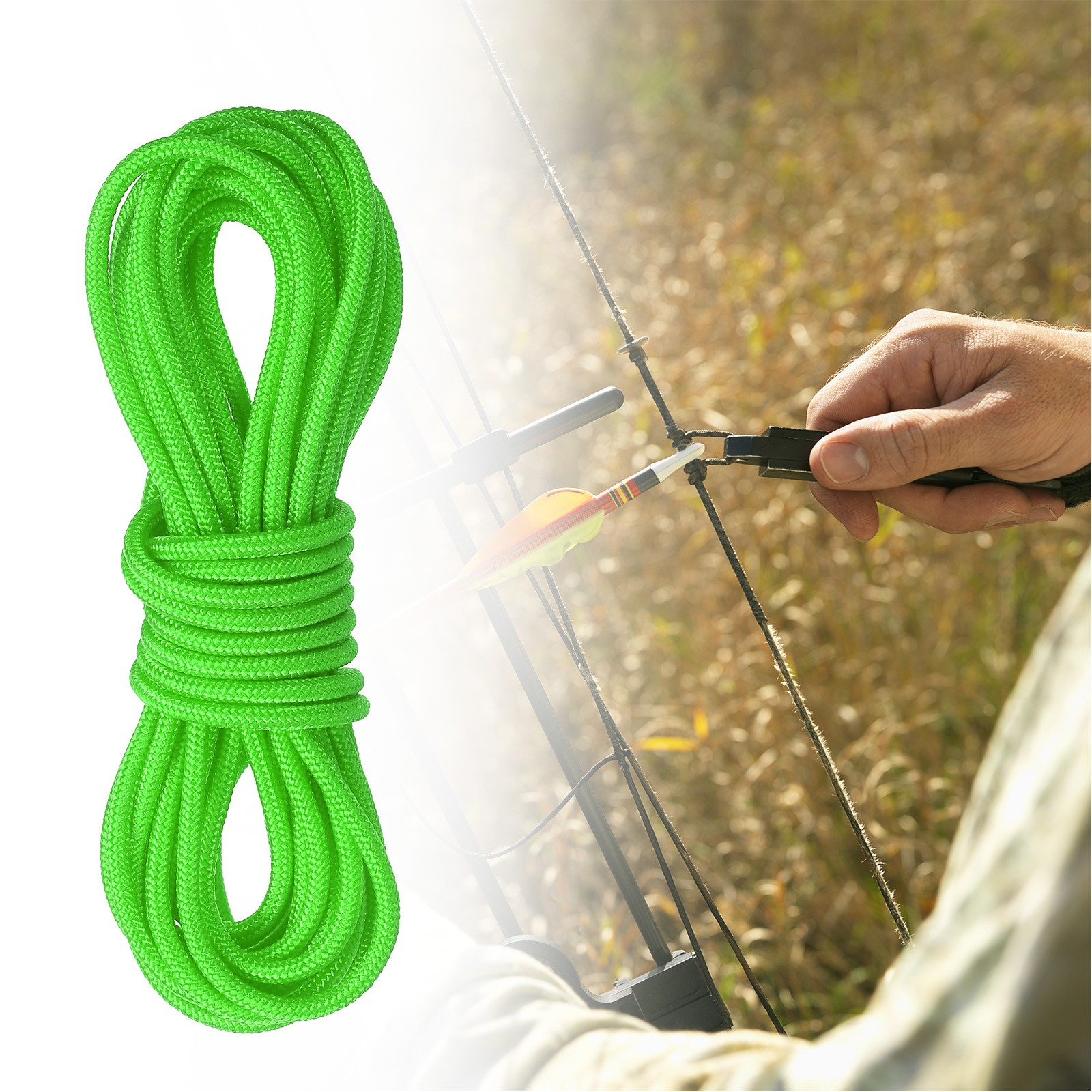 2Set Archery D Loop Rope 10FT Bow String Release Nocking Loop Bright Green