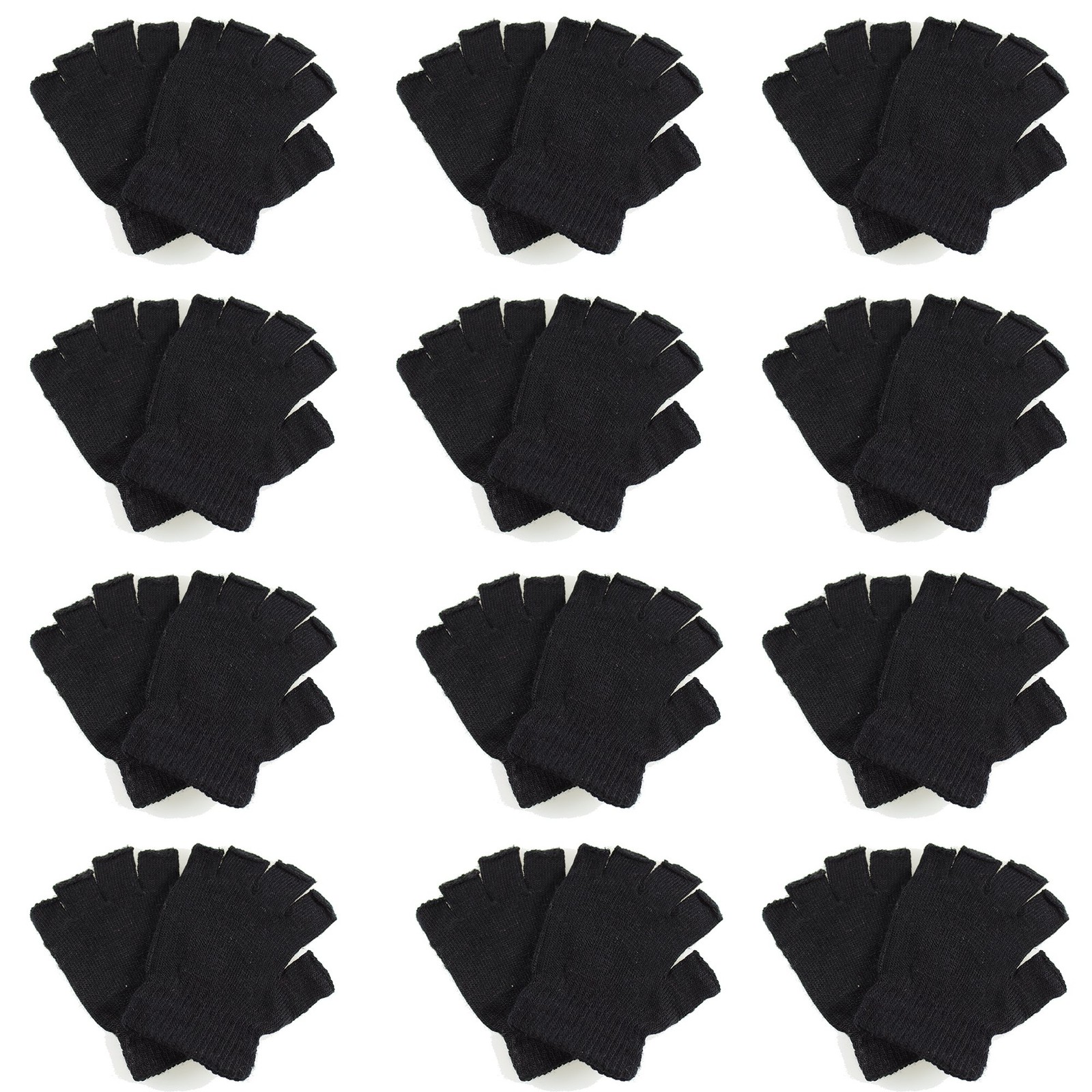 Classic Adult Winter Fingerless Knitted Magic Gloves Wholesale Lot 12 Pairs- ...