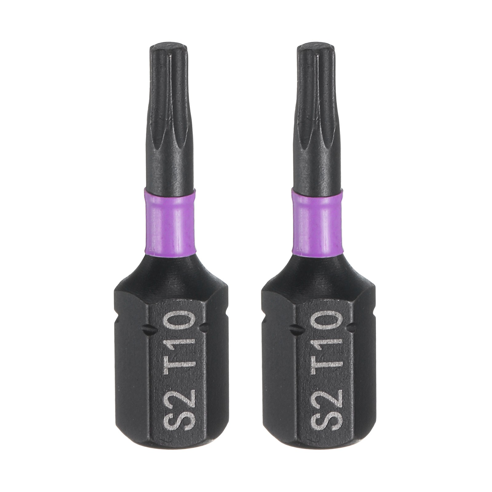 2pcs T10 Magnetic Torx Screwdriver Bit 1/4" Hex Shank 25mm Length Industrial Bit