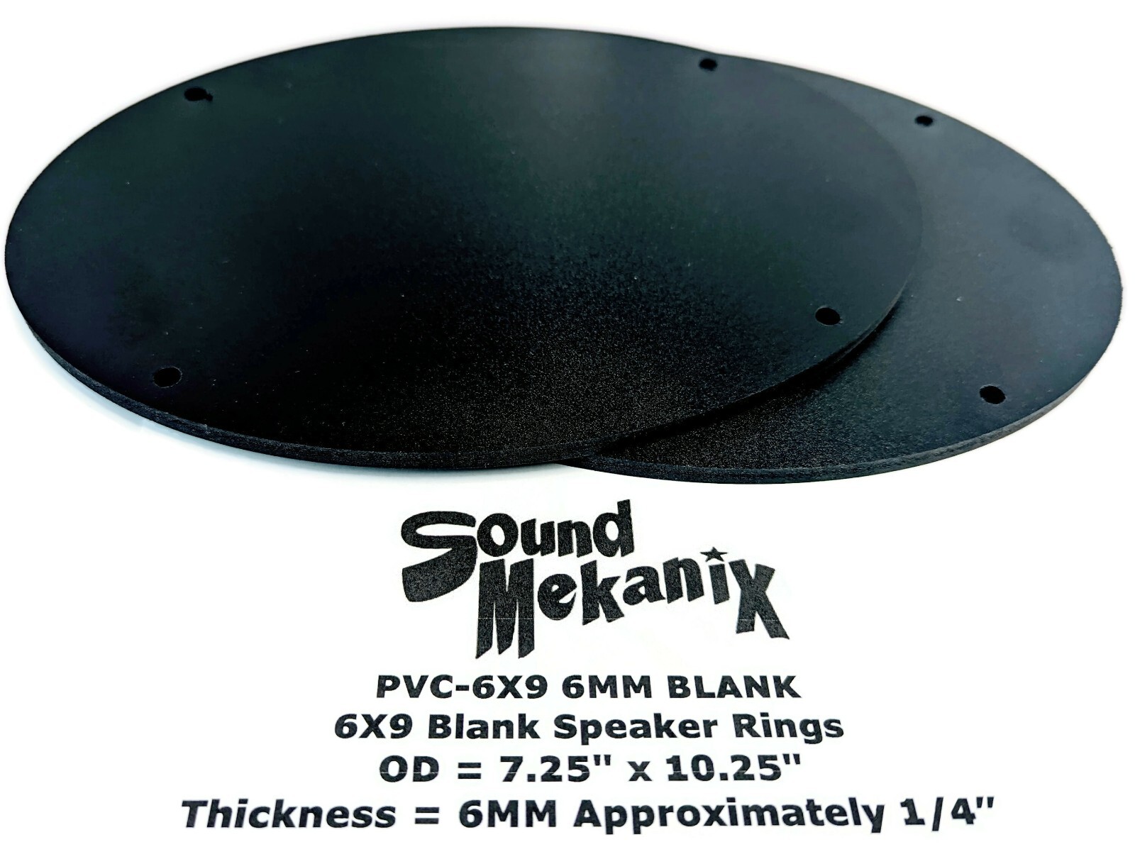 6x9" PVC Plastic Speaker / Spacer Ring PVC-6x9 6MM BLANK One Pair Made in USA