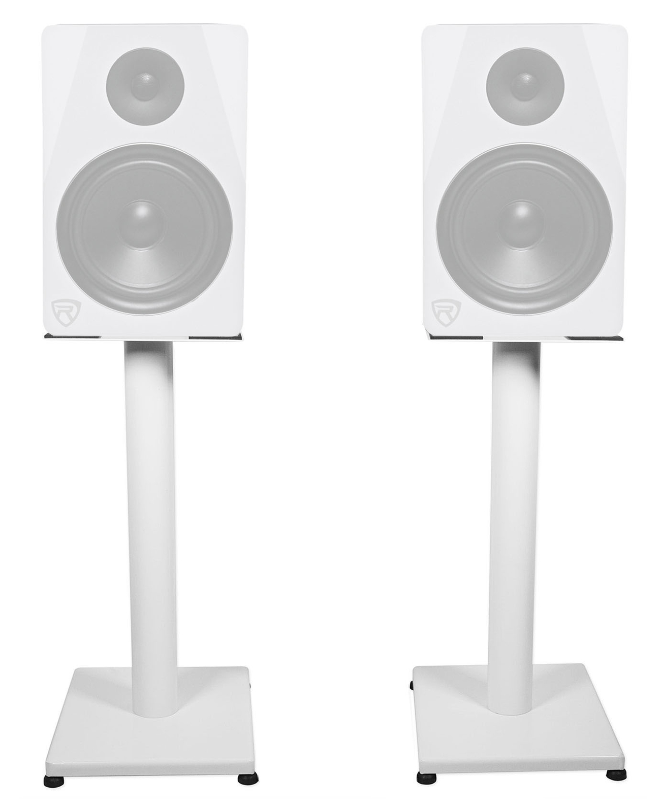 Pair Rockville RS21W 21" Steel Bookshelf Speaker/Studio Monitor Stands - White