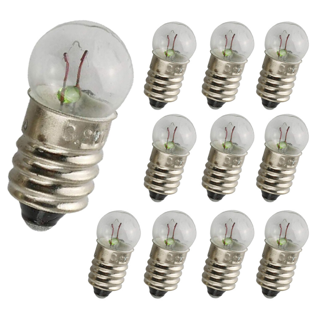 10 Pack  Miniature E10 Bulb #13 Screw Bulb lamp for 3.7-Volt 0.3A 3D or Battery
