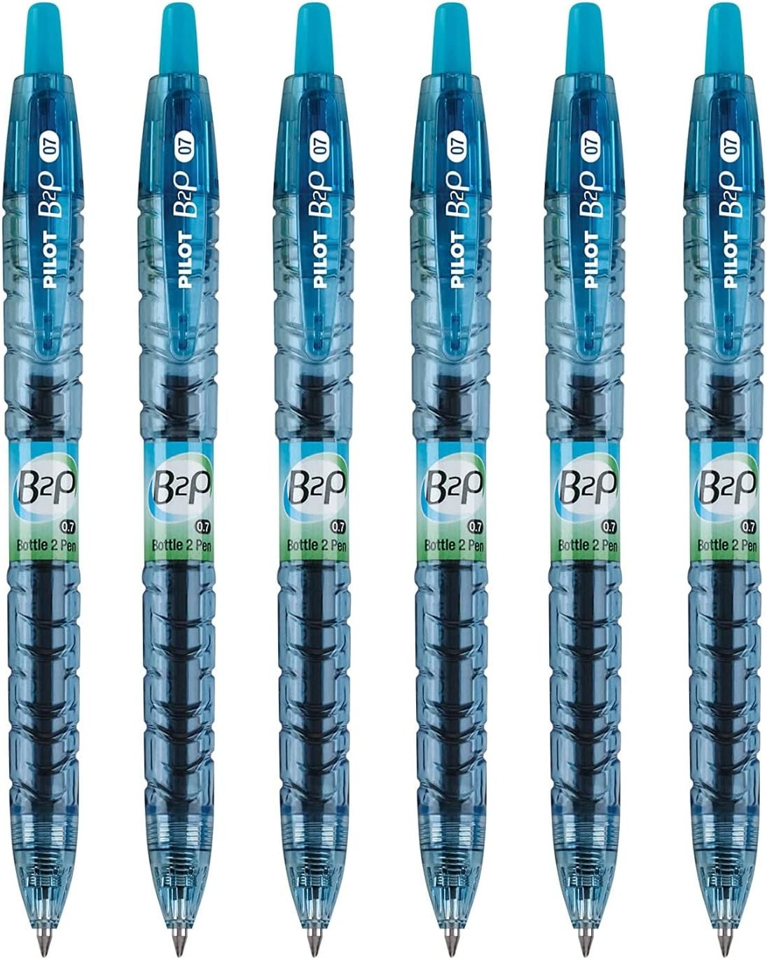 Refillable Retractable Gel Pens, 0.7mm Fine Point, Turquoise Ink, 6-Pack