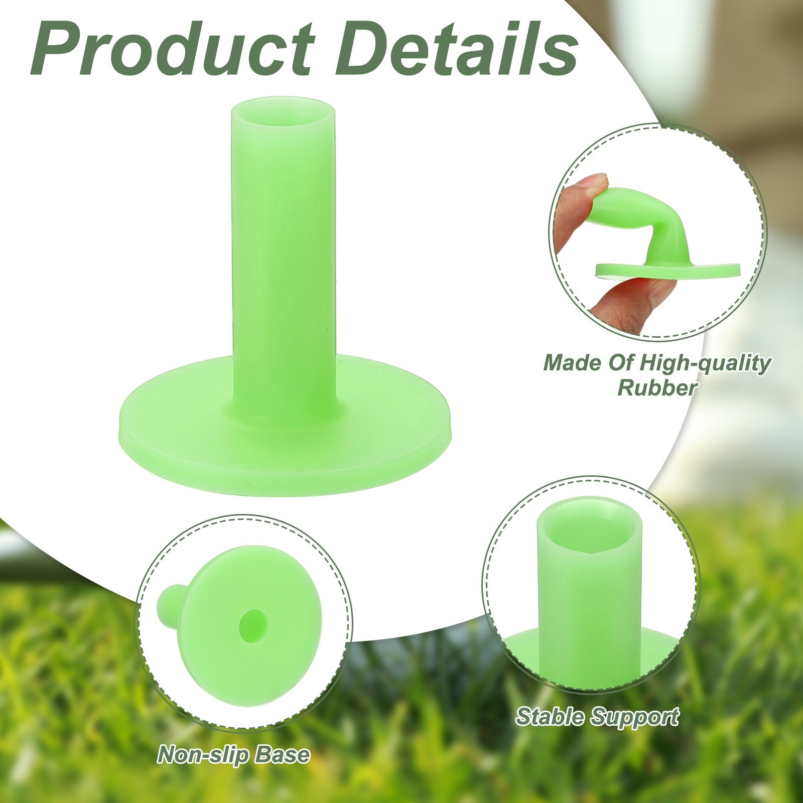 6 Pack Rubber Golf Practice Tee Driving Tee 2.1 Inch Rubber Green