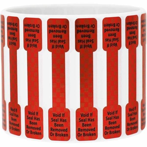 Red Metallic Tamper Evident Seal Labels | 0.5" x 2.75" Special Shape - 500 Pack