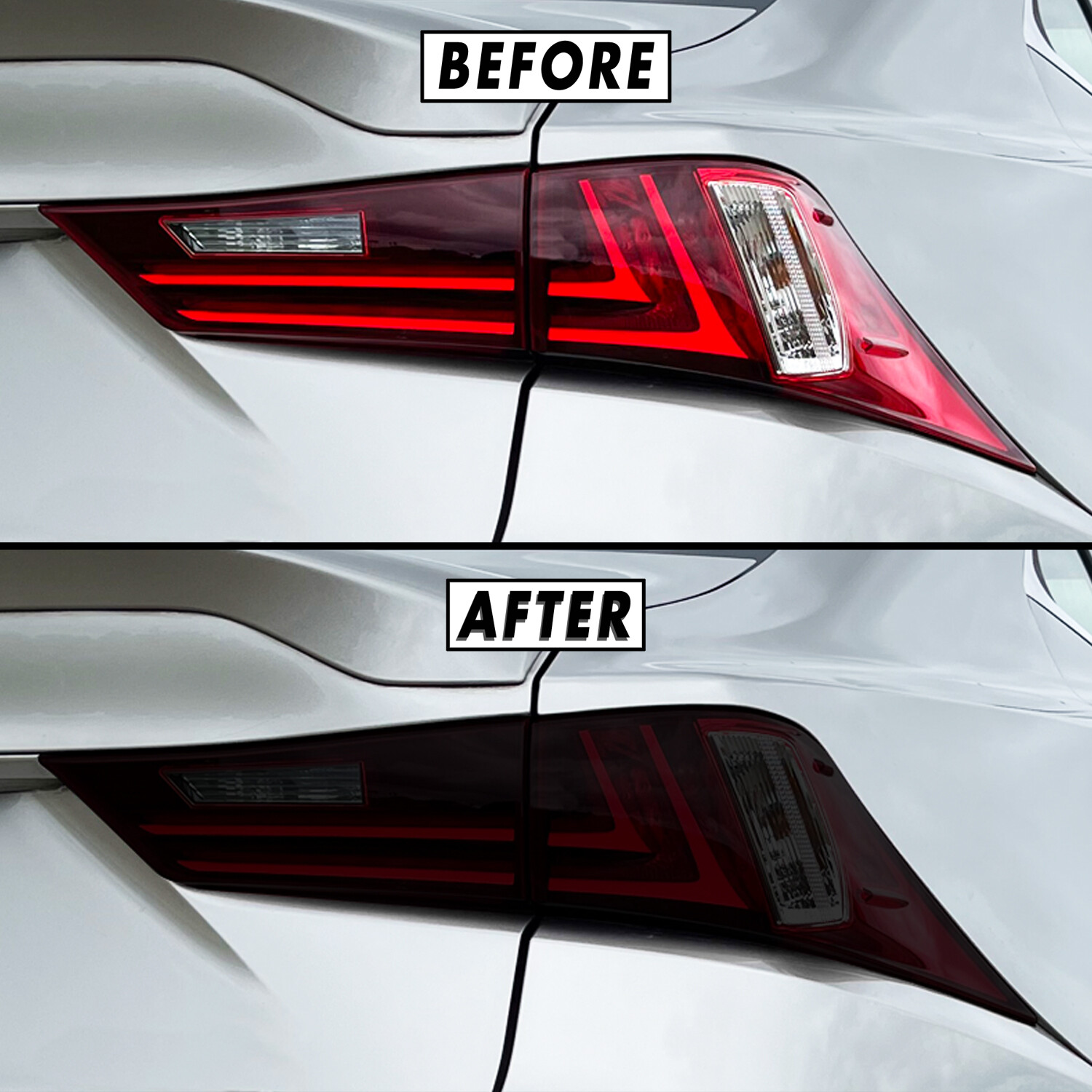 FOR 2014-2016 Lexus IS Tail Light & Reflector SMOKE Precut Vinyl Tint Overlays