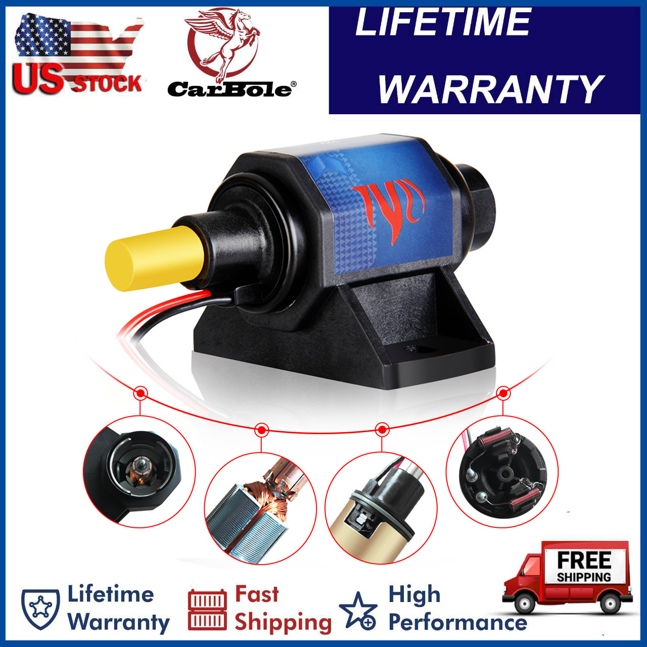 12S Universal Electric Micro Fuel Pump Carburetor Low Pressure 35 GPH 4-7 PSI