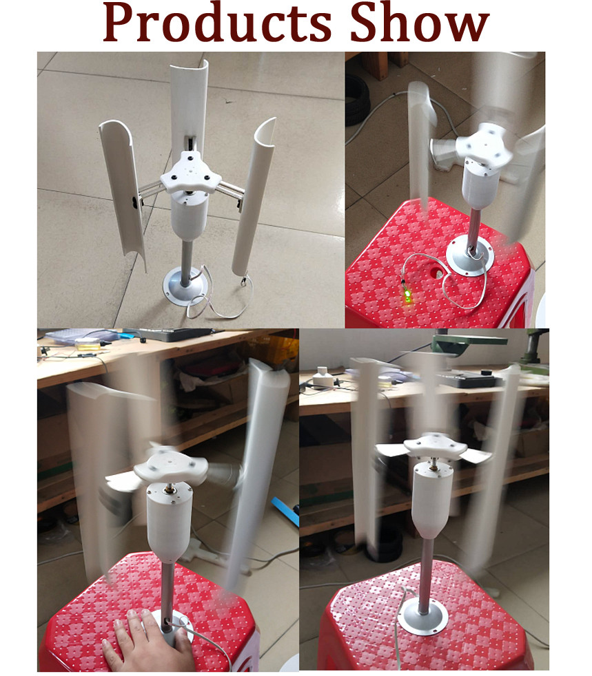 12V Vertical Wind Turbine Generator 3 Blades Charger Windmill Power Teach Mode