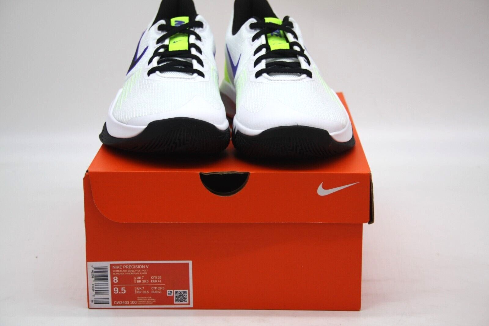 NIKE PRECISION V CW3403-100 WHITE/BLACK-BARELY VOLT-VOLT SNEAKER MEN'S