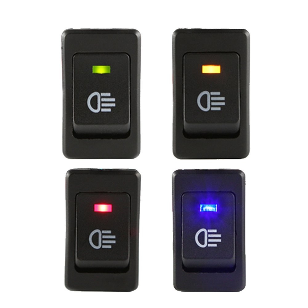 12V LED Fog Light Toggle Rocker Switch - 4Pin 35A ON/OFF, Multiple Colors
