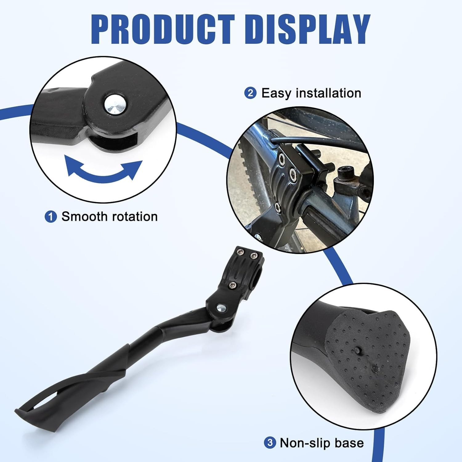 E Bike Kickstand for Adult Bikes, PSLER Adjustable Ebike Kickstand Heavy Duty An