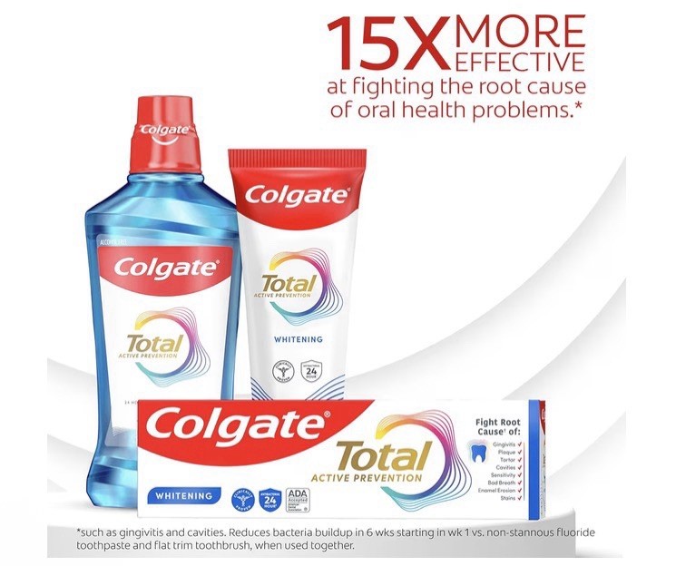 Colgate Total Active Prevention Whitening Mint Fluoride Toothpaste 2 Pack 5.1 oz