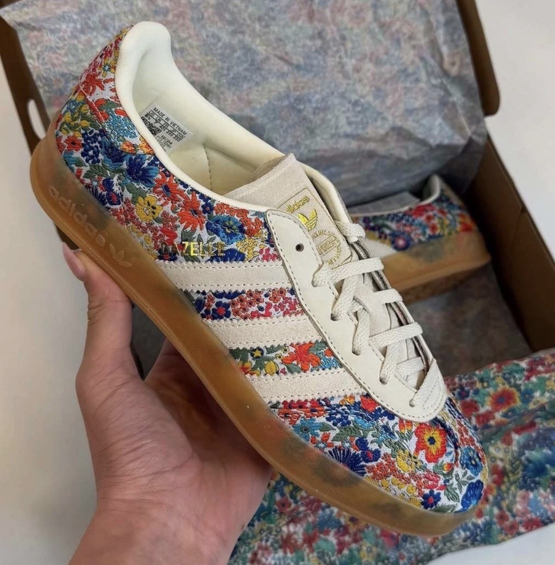 NEW Adidas Gazelle IndoorLiberty London Floral Embroidery (Women's) JP5309 NEW