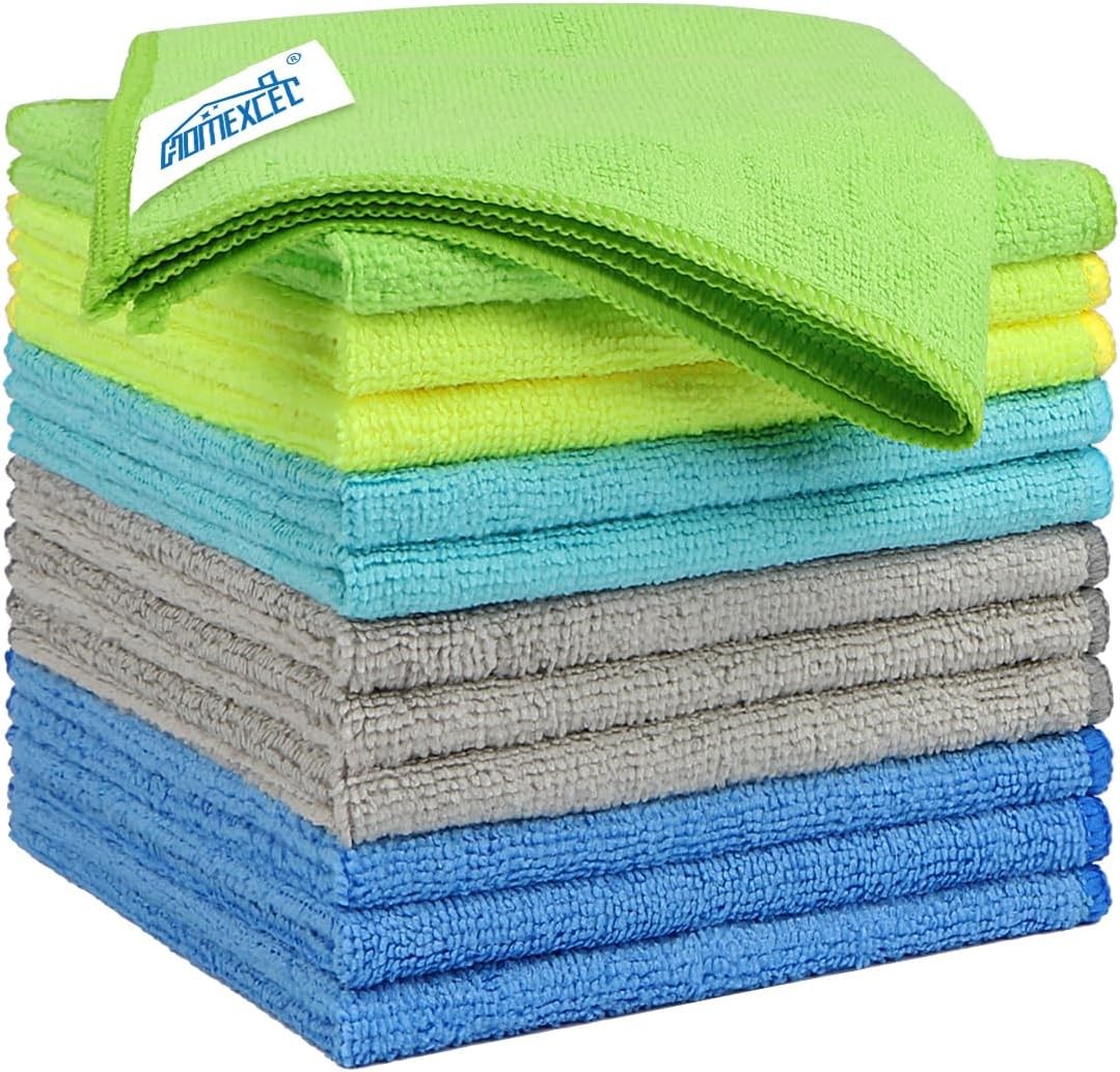Microfiber Cleaning Cloth 12 Pack, 12.5 x 12.5 Inch Microfiber Towels for Cars,