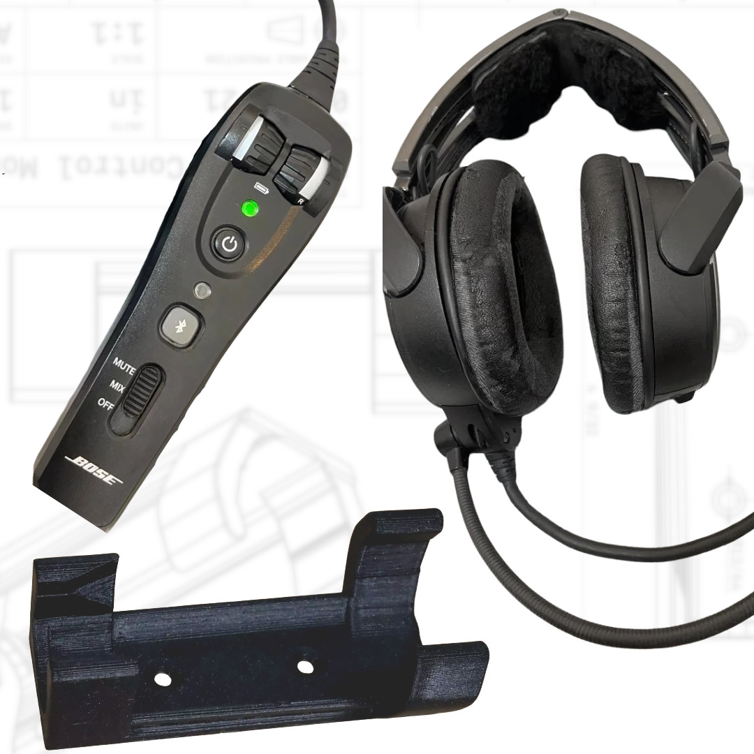 Bose A20 Aviation Headset Controller Mount Holder  – Carbon Fiber Polycarbonate