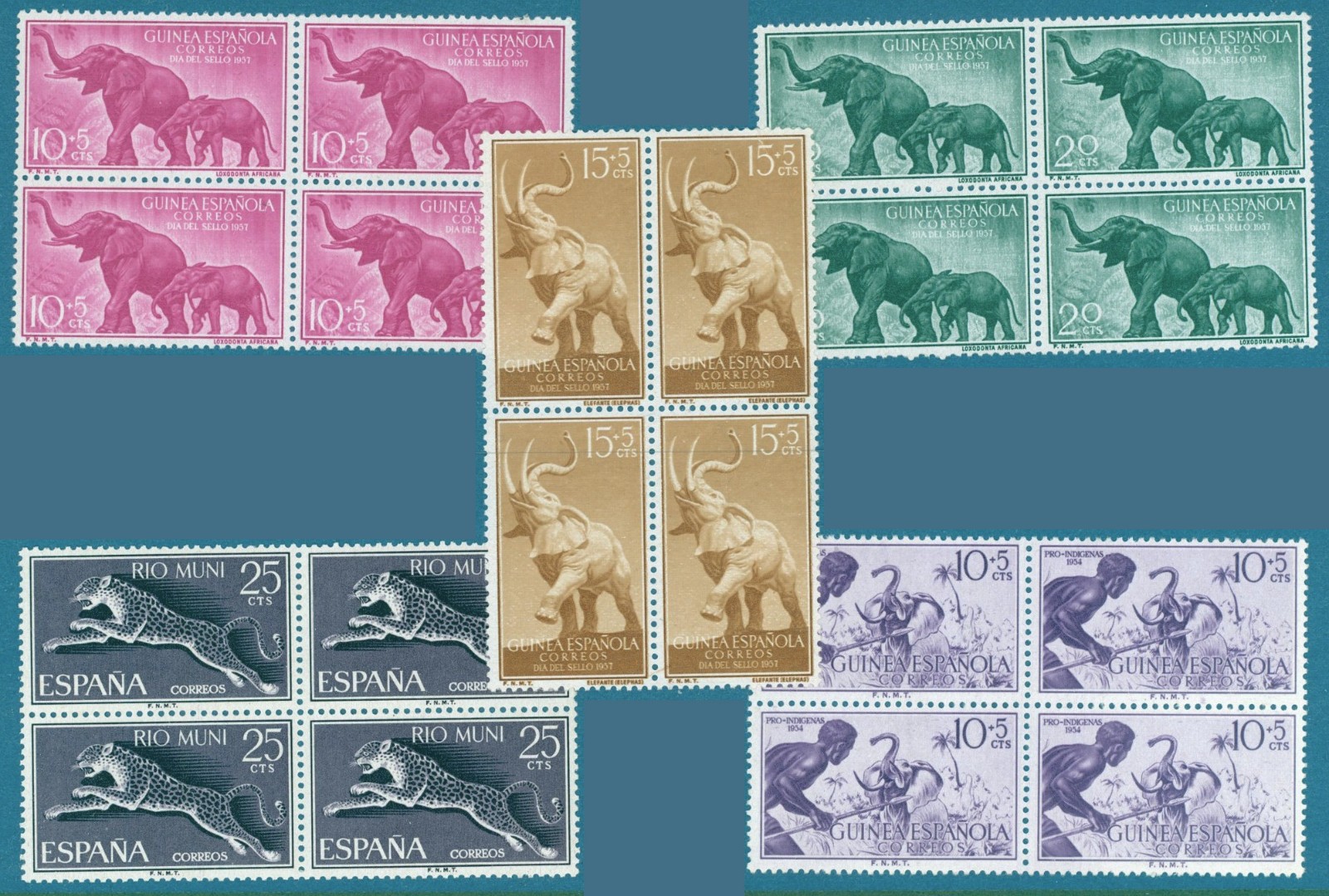 CM27 Wild Animals Elephant - 20v MNH Spain Colonies