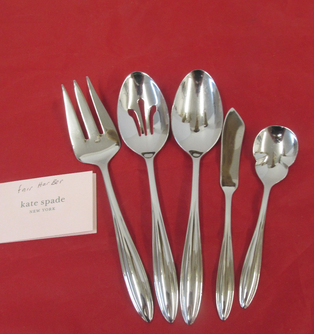 LENOX PATTERN  FAIR HARBOR   STAINLESS  5 PC SERVING HOSTESS SET