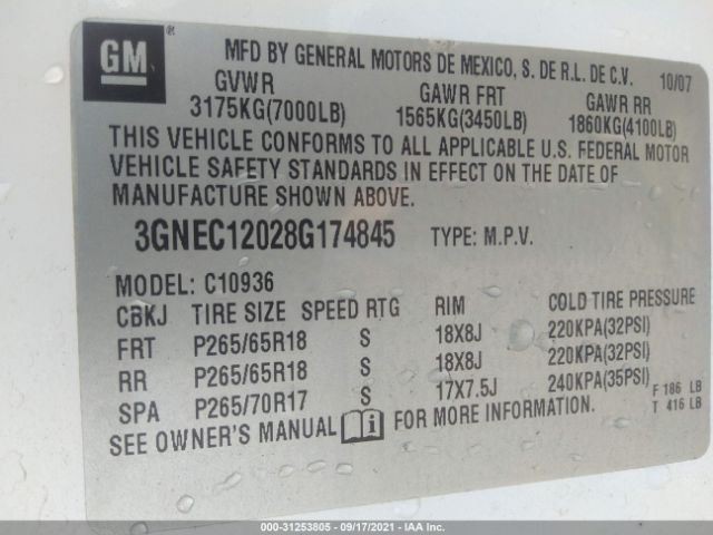 Chassis ECM Driver Assist Rear View Camera Fits 07-08 AVALANCHE 1500 64122