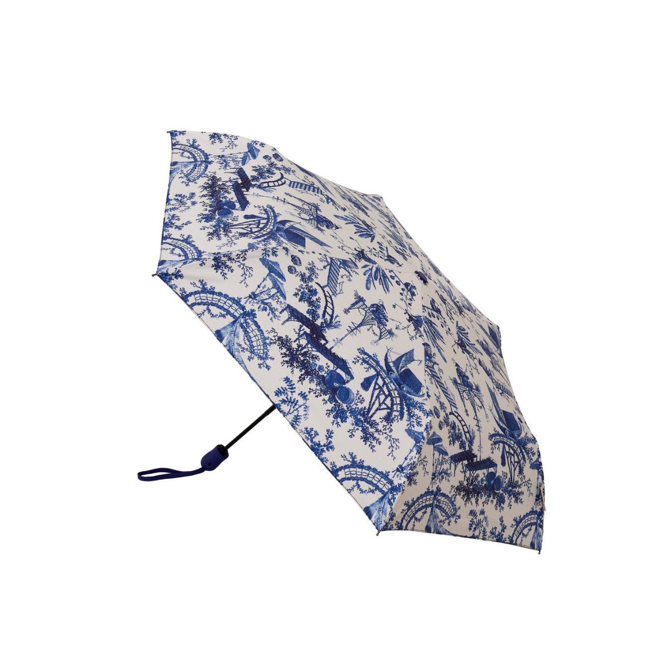 The British Museum Chinoiserie Blue and White Automatic Folding Umbrella