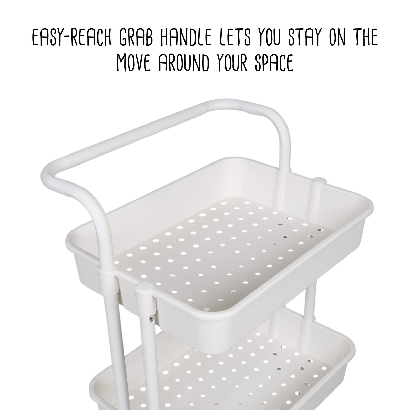 3-Tier Rolling Craft Cart with Handle, White