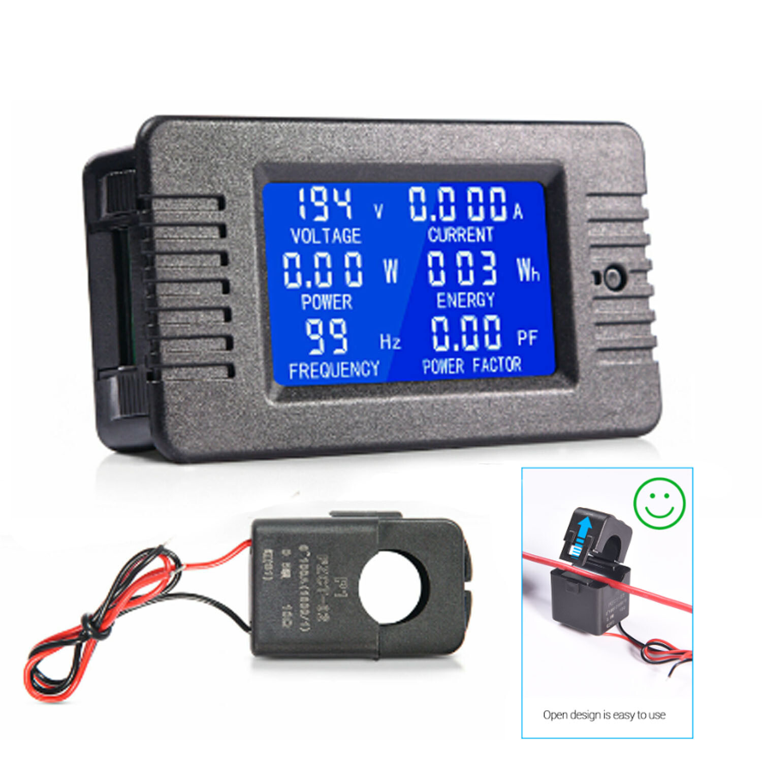 AC 80-260V 100A Multi-Function Power Monitor LCD Digital Display Voltage