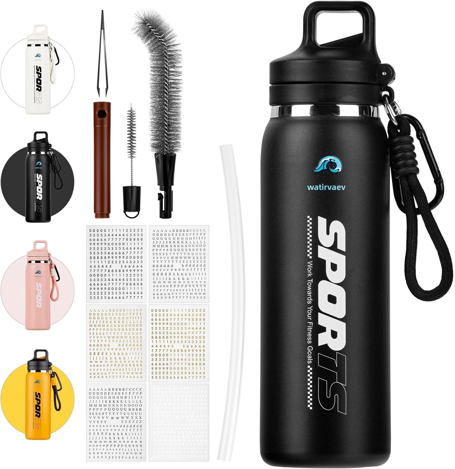 Waitiriver SPORTS Insulated Water Bottle, 20 fl oz, Stainless Steel, BPA-Free,